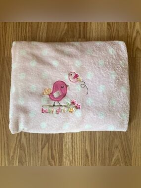 Garanimals Baby Girl Security Blanket Birds Pink White Polka Dots 30 x 38.